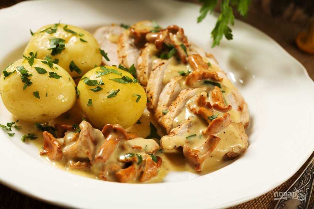 Курица с картошкой и грибами слоями в духовке