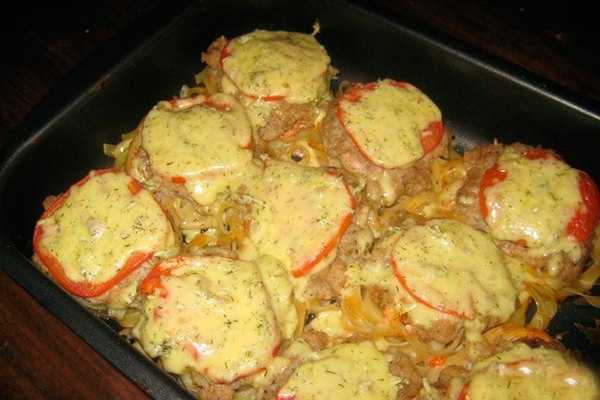 Гнезда из макарон с фаршем и сыром в духовке – рецепт с фото пошагово