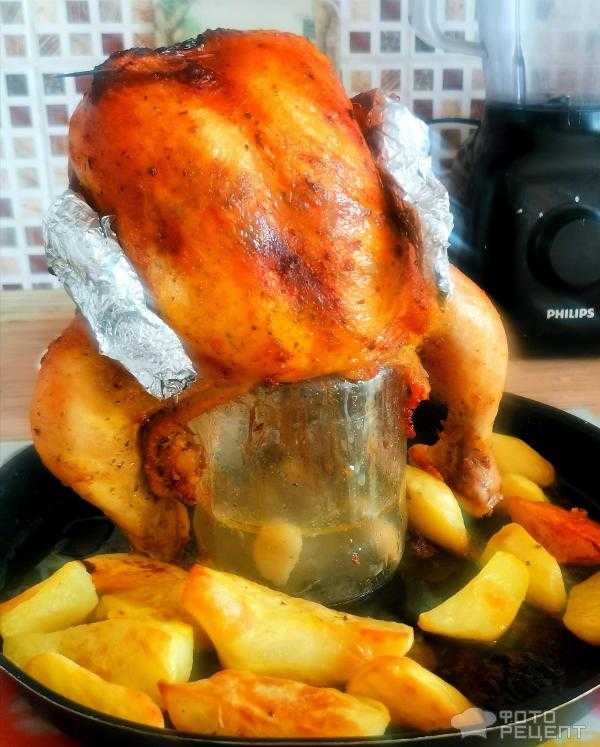 Курица целиком на банке: 7 рецептов в духовке пошагово, фото