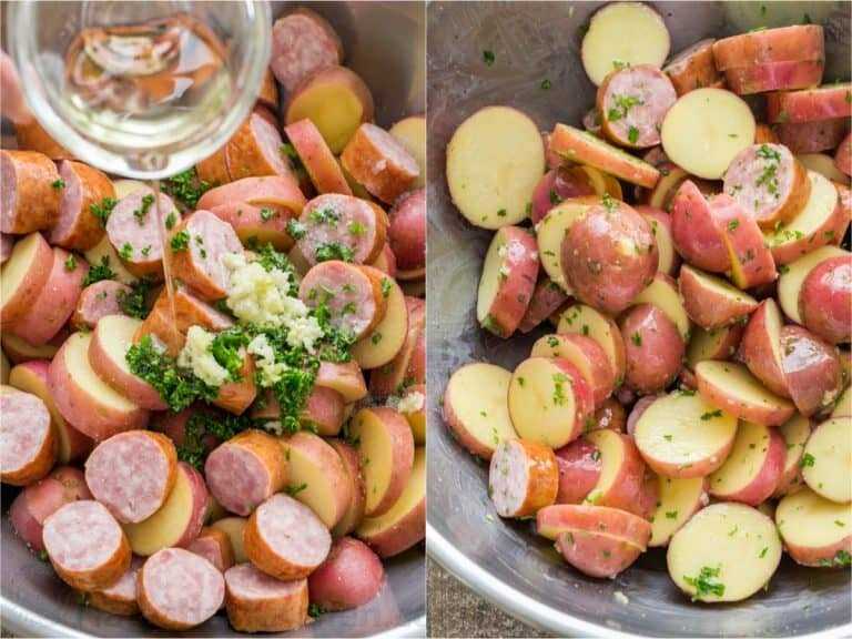 Как запечь картошку с колбасой и луком