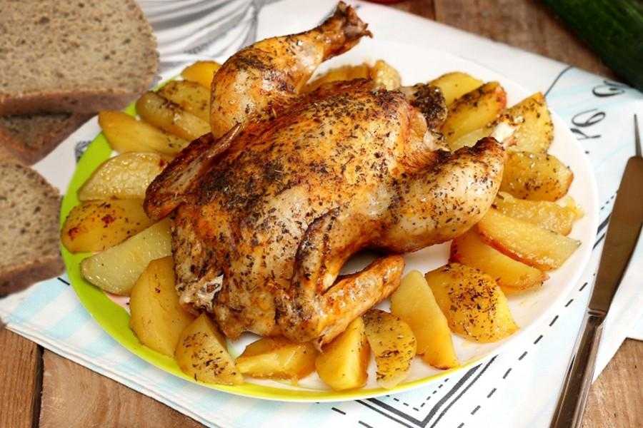 Запеченная курица под лимонным соусом с яблоками, морковью, луком, хреном, шалфеем и розмарином «рецепт мадам катрин». фаршированные блюда