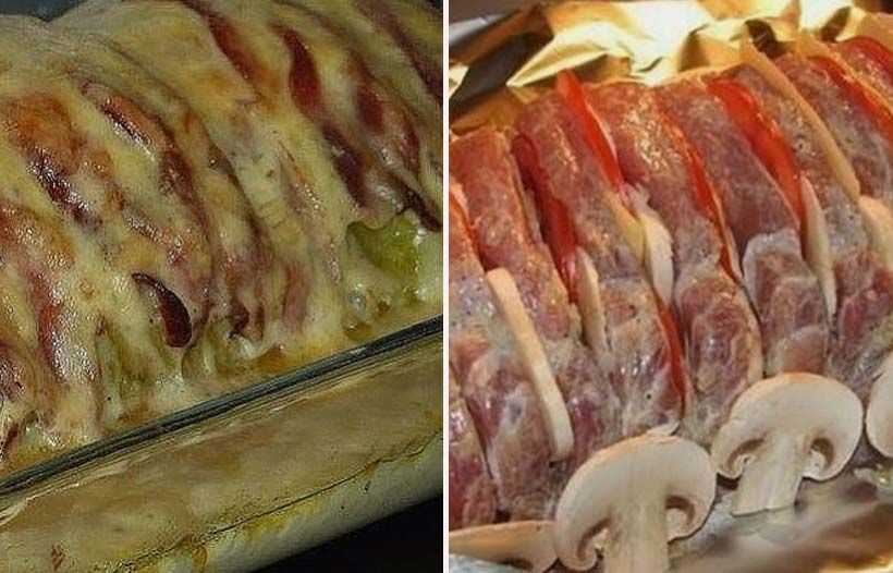 Свинина гармошкой с помидорами и сыром в духовке в фольге, рецепт с фото