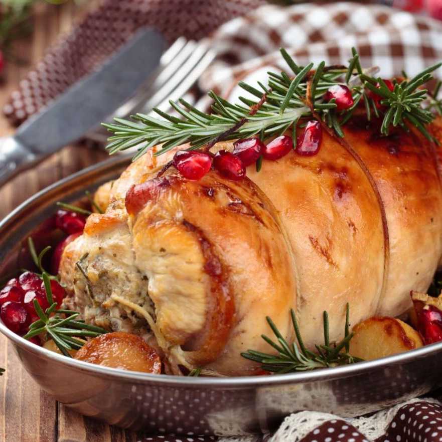 Фаршированная рождественская индейка с печеным чесночным картофелем, пошаговый рецепт с фото * вкусный сайт