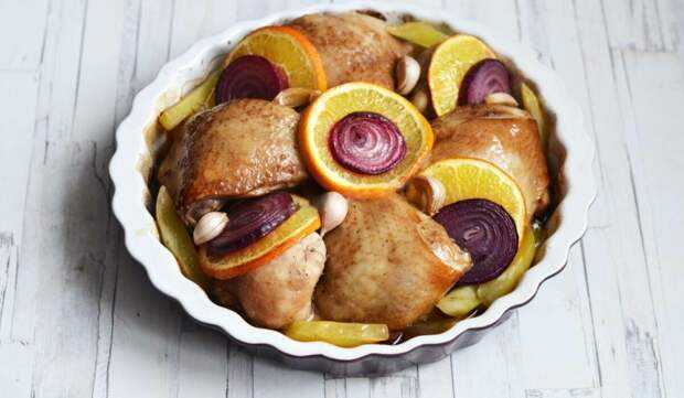Запеченная курица с мандаринами целиком рецепт с фото - 1000.menu