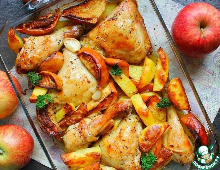 Курица с яблоками в духовке – 6 рецептов вкусного запекания