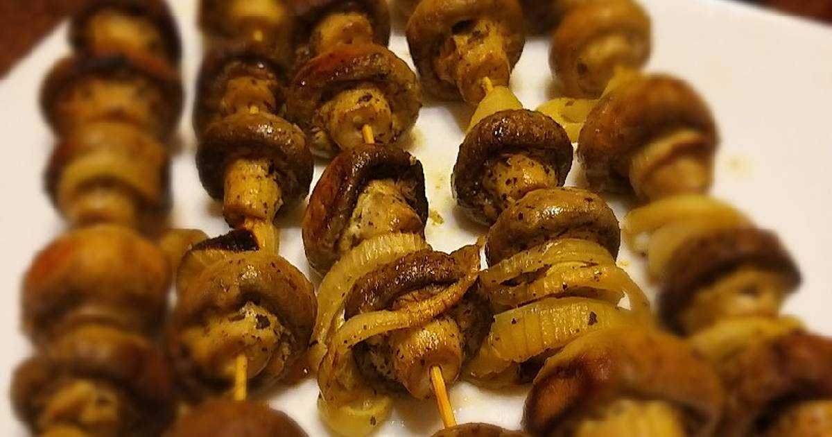 Шашлык из грибов шампиньонов: восемь лучших рецептов