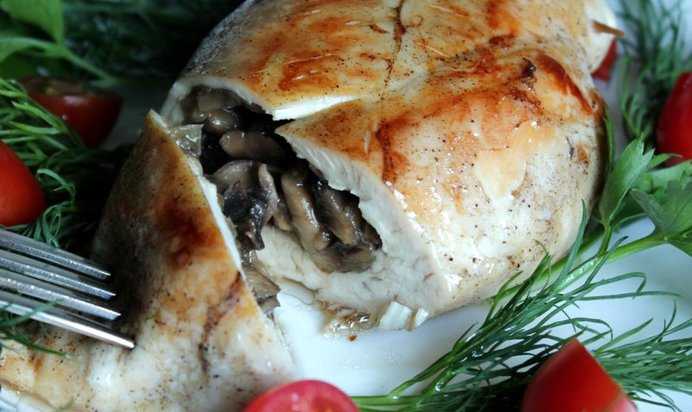 Рецепт курица фаршированная фасолью и грибами