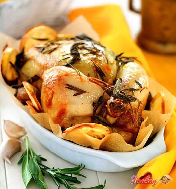 Курица, запечённая целиком с шалфеем и лимоном - 9 пошаговых фото в рецепте