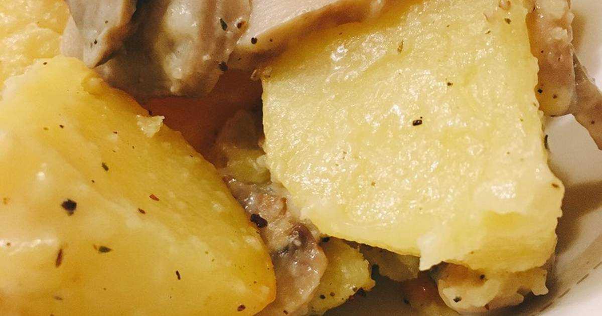 Картошка с шампиньонами и луком в духовке рецепт с фото пошагово и видео - 1000.menu
