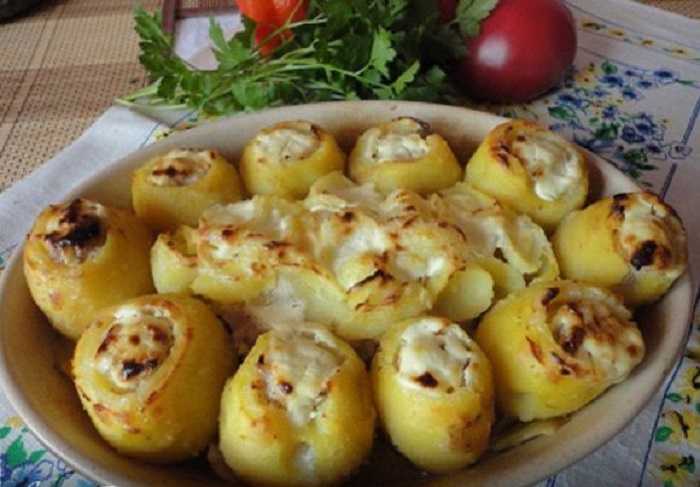 Картофель, фаршированный грибами — пошаговый рецепт с фото