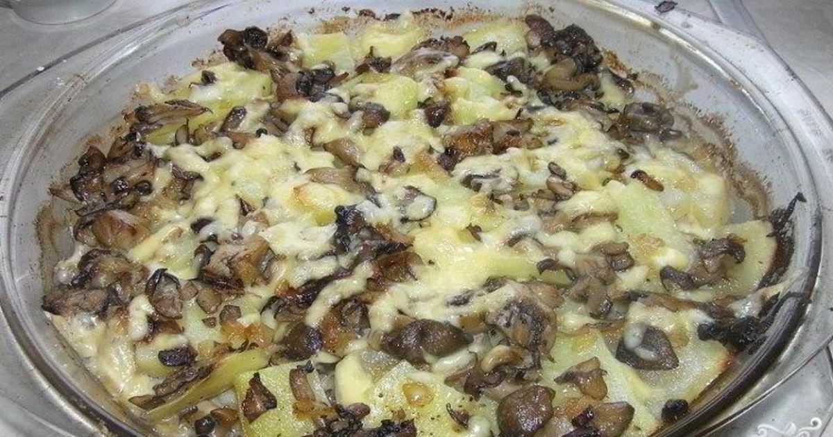 Картошка с грибами в сметане в духовке