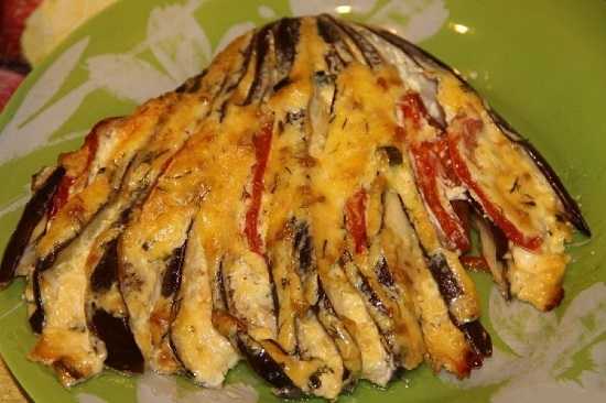 Веер из баклажанов с помидорами и сыром пошаговый рецепт