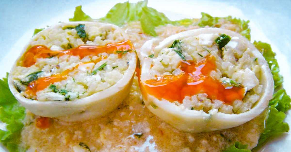 Кальмары: фаршированные рисом – блюда по-домашнему с фото по шагам рецепта