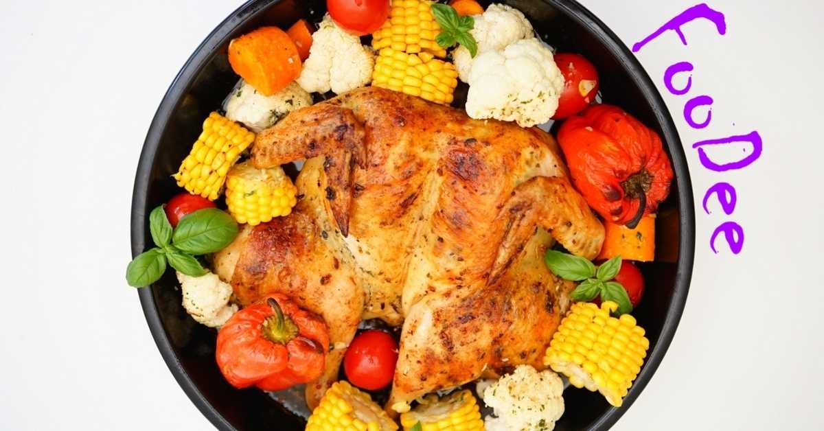 Как приготовить курицу с овощами, запеченную в духовке, по рецепту с фото