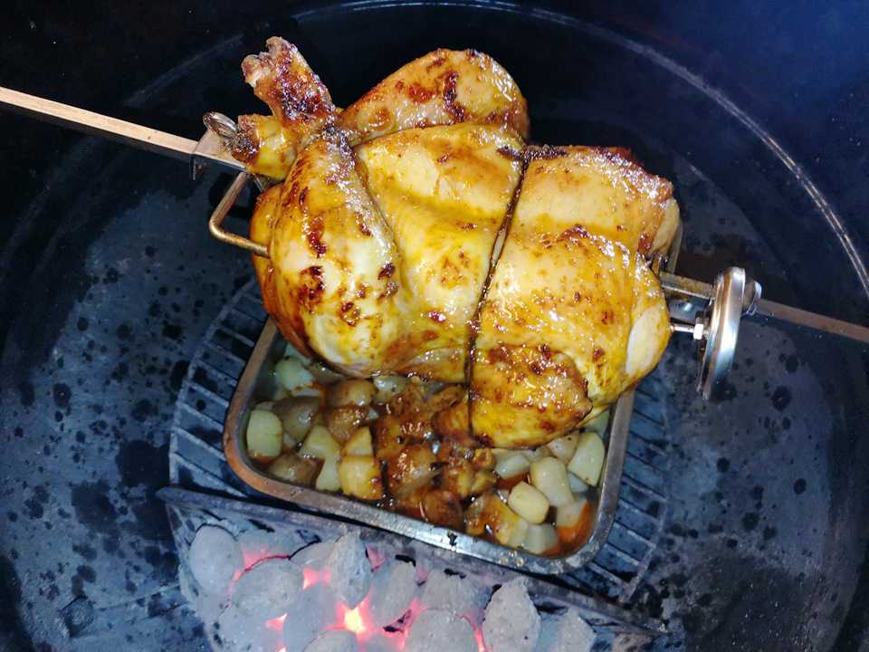 Курица гриль в духовке на вертеле целиком: рецепт с фото пошагово, время готовки