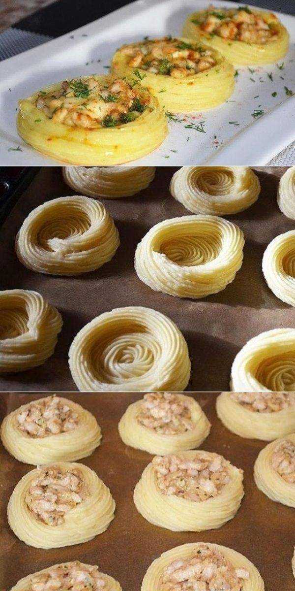 Картофельные гнезда с фаршем в духовке рецепт с фото пошагово
